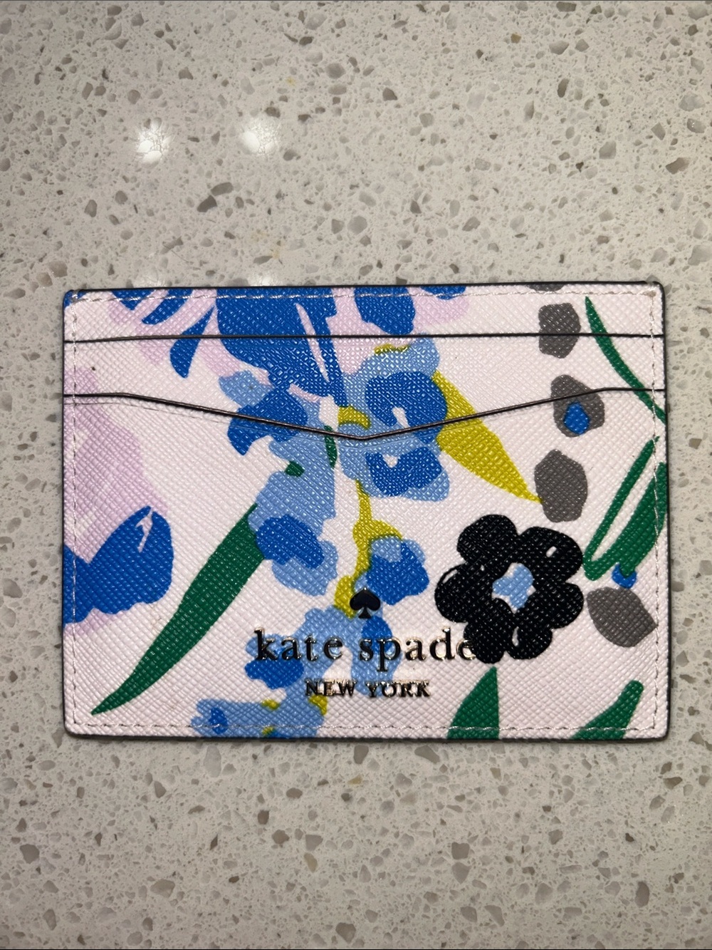 kate spade floral cardholder in white, blue, green and yellow